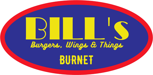 Bill's Burgers, Wings and Things Burnet, Texas restaurant and bar Logo